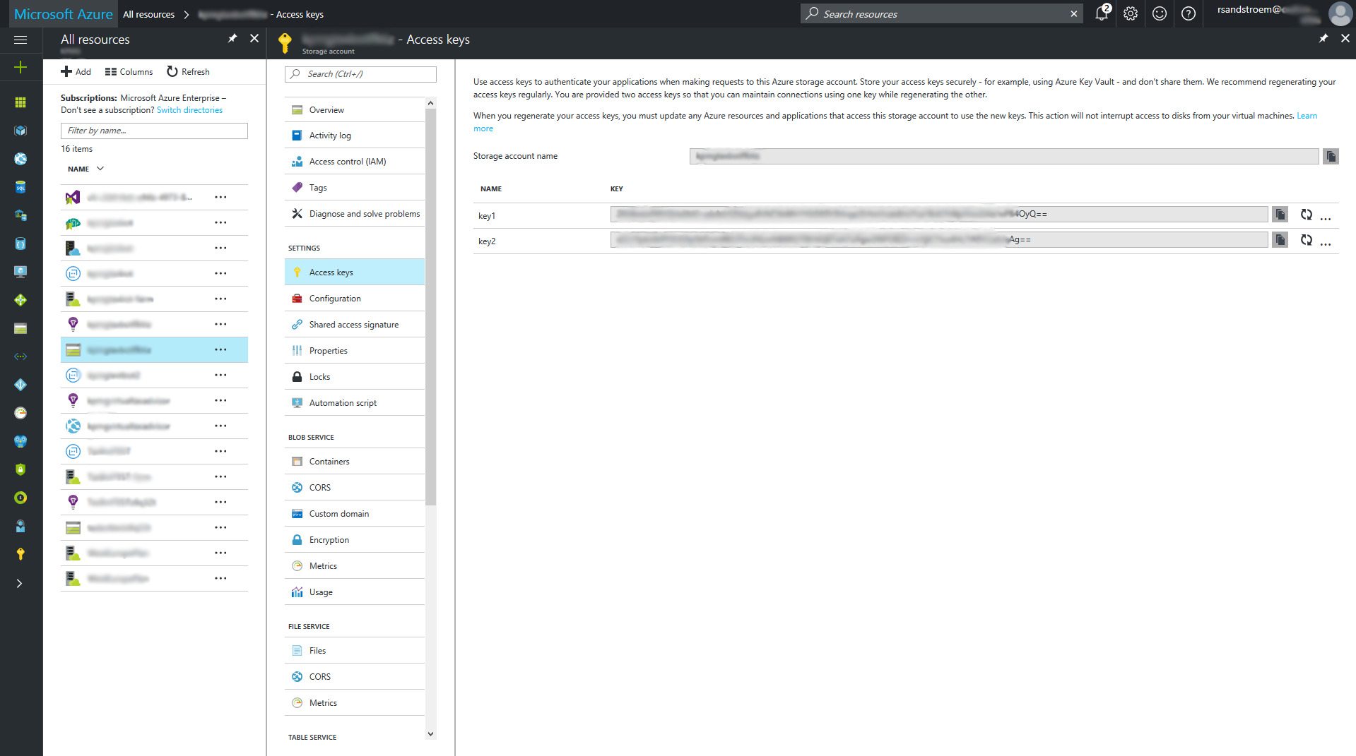 Accessing Azure storage